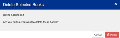 Delete Selected Books pop-up.