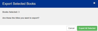 Export Selected Books pop-up.