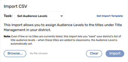 Task drop-down with Set Audience Levels option.