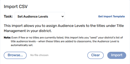 Task drop-down with Set Audience Levels option.