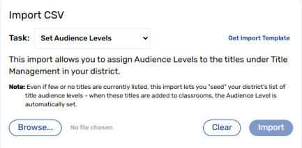 Task drop-down with Set Audience Levels option.