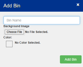 Add Bin pop-up.