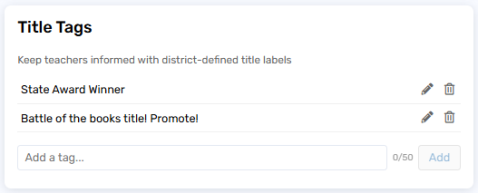 Title Tags setting with multiple tags listed.