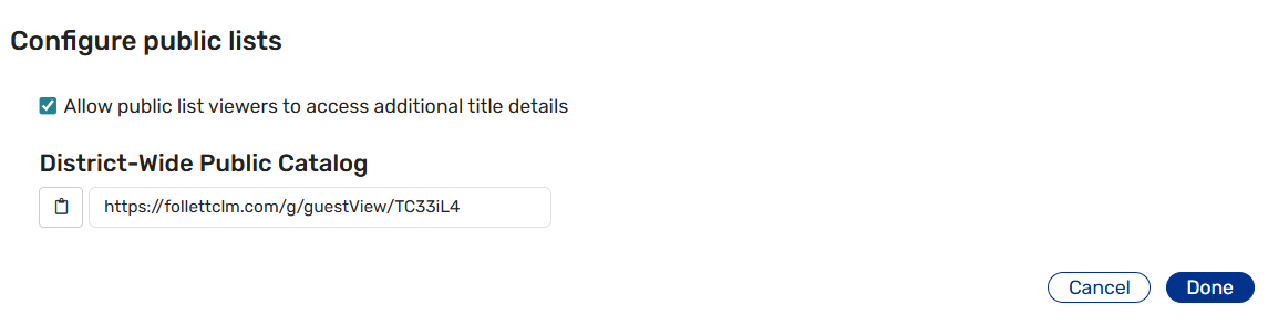 Allow public list viewers to access additional title details checkbox.