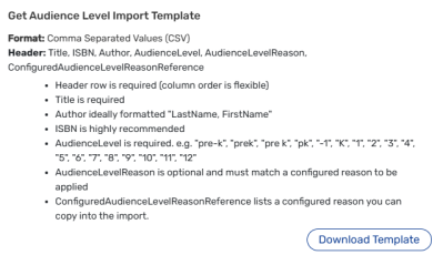 Get Audience Level Import Template.