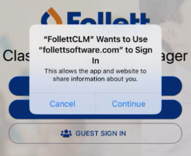 Classroom Library Manager authorization screen.