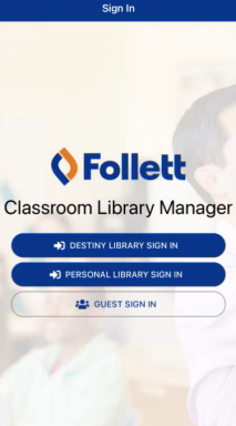Classroom Library Manager Sign In screen.