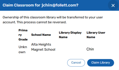 Claim classroom library message.