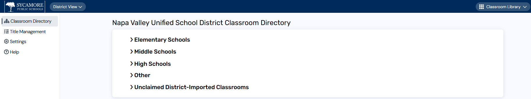 Classroom Directory page for the district.