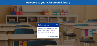 Classroom Library Welcome page with Claim a Library option.