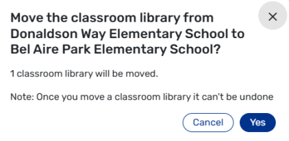 Move classroom library pop-up.