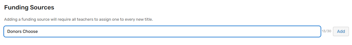 Funding Sources setting.