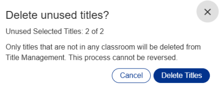 Delete unused titles pop-up.