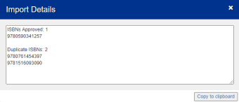 Import Details pop-up.