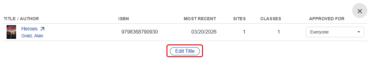 Title Details page with Edit Title highlighted.
