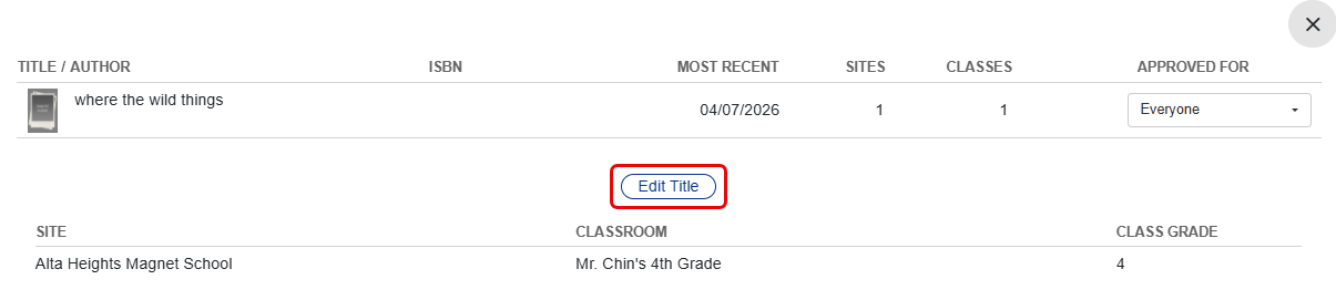 Title Details page with Edit Title highlighted.