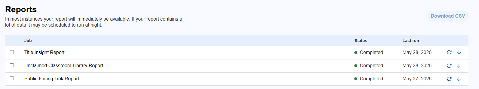 Reports page.