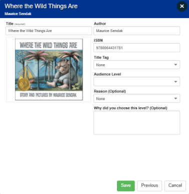 Title details pop-up.