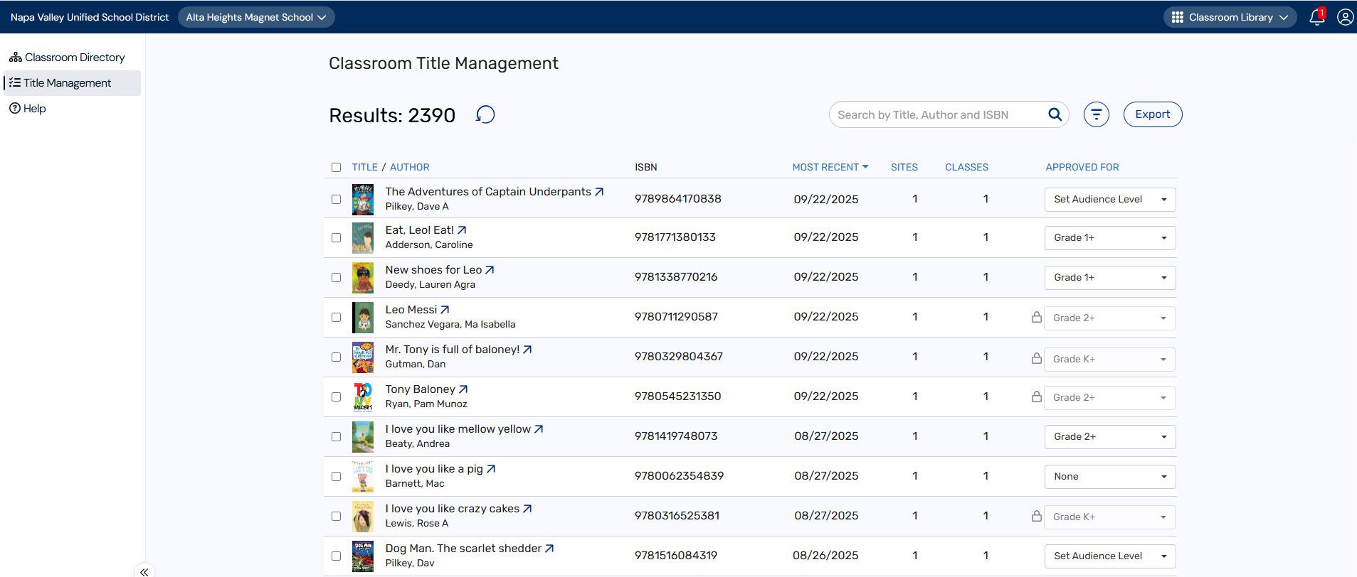 Title Management page for site-administrators.