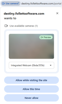 Use camera authorization pop-up.
